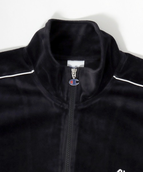 Champion（チャンピオン）の「2025AW Champion/チャンピオン  VELOUR ZIP JACKET ベロア ワンポイント バック刺繍 パイピング トラックジャケット（ブルゾン・メンズ・ブラック/ネイビー/グリーン・M/L/XL）」の10枚目の写真