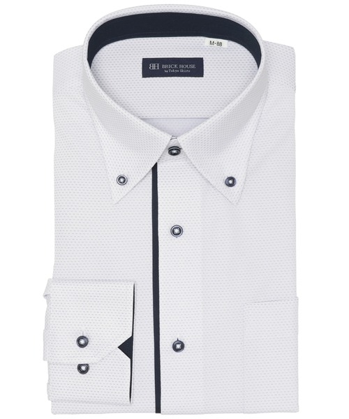 TOKYO SHIRTS(トウキョウシャツ)の「形態安定ノンアイロン ボタンダウン 長袖ストレッチビジネスワイシャツ(大きいサイズ・長いサイズ)(ビジネスシャツ・メンズ・ブルー・首回り47cm-裄丈90cm/首回り47cm-裄丈86cm/首回り45cm-裄丈90cm/首回り45cm-裄丈86cm/首回り45cm-裄丈82cm/首回り42cm-裄丈90cm/首回り43cm-裄丈90cm/首回り41cm-裄丈90cm/首回り39cm-裄丈88cm)」の1枚目の写真