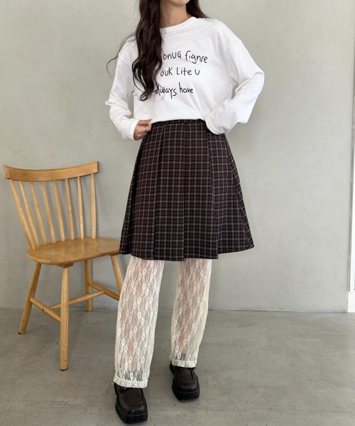 MYMOOD.（マイムード）の「ミディ丈チェック柄プリーツスカート（スカート・レディース・ネイビー/ブラウン・FREE）」の8枚目の写真