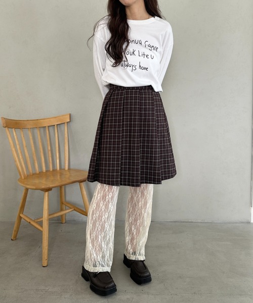 MYMOOD.（マイムード）の「ミディ丈チェック柄プリーツスカート（スカート・レディース・ネイビー/ブラウン・FREE）」の7枚目の写真