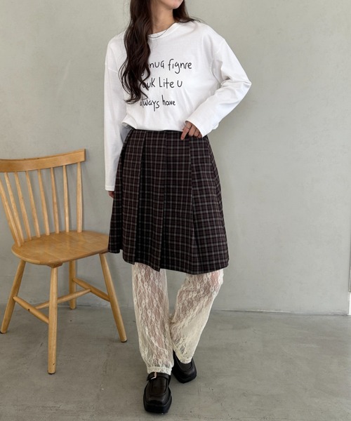 MYMOOD.（マイムード）の「ミディ丈チェック柄プリーツスカート（スカート・レディース・ネイビー/ブラウン・FREE）」の9枚目の写真