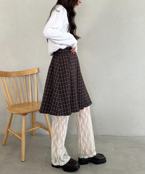 MYMOOD.（マイムード）の「ミディ丈チェック柄プリーツスカート（スカート・レディース・ネイビー/ブラウン・FREE）」の10枚目の写真