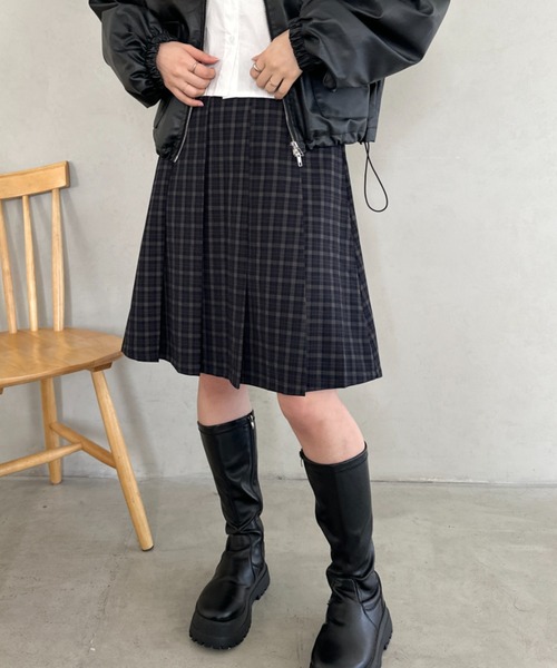 MYMOOD.（マイムード）の「ミディ丈チェック柄プリーツスカート（スカート・レディース・ネイビー/ブラウン・FREE）」の14枚目の写真