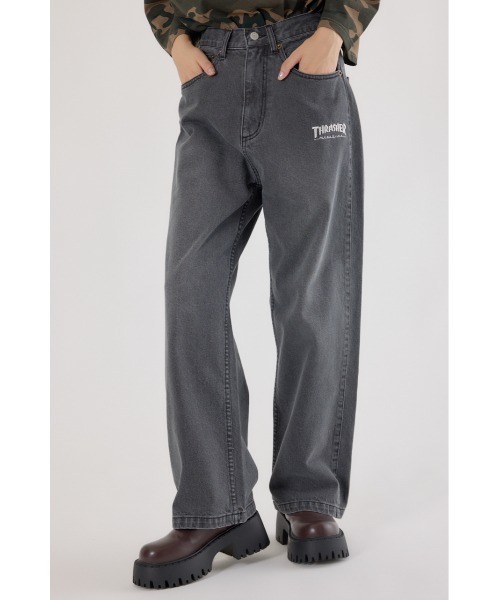 RODEO CROWNS WIDE BOWL（ロデオクラウンズワイドボウル）の「THRASHER ICON DENIMパンツ（デニムパンツ・レディース・ブラック/ブルー・LARGE/MEDIUM）」の3枚目の写真