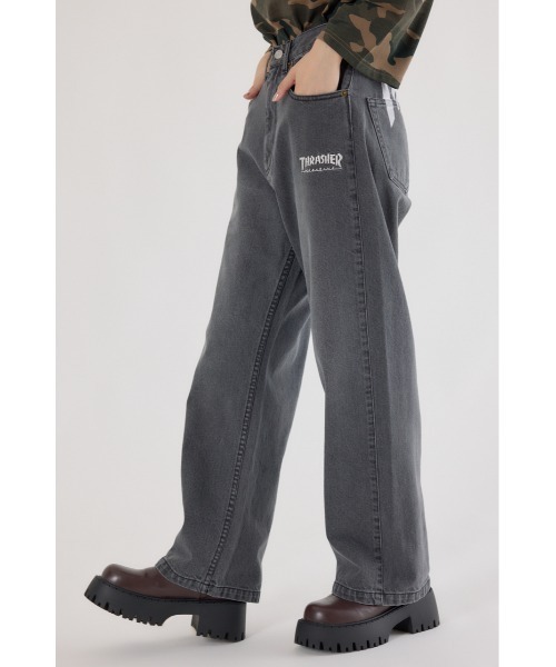 RODEO CROWNS WIDE BOWL（ロデオクラウンズワイドボウル）の「THRASHER ICON DENIMパンツ（デニムパンツ・レディース・ブラック/ブルー・LARGE/MEDIUM）」の6枚目の写真