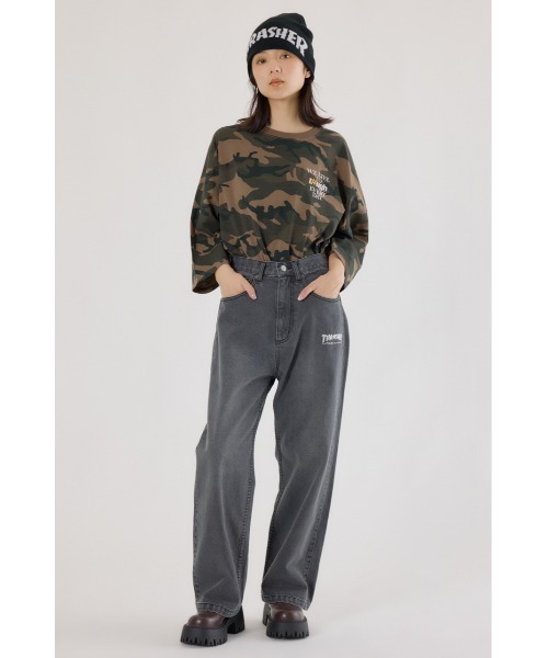 RODEO CROWNS WIDE BOWL（ロデオクラウンズワイドボウル）の「THRASHER ICON DENIMパンツ（デニムパンツ・レディース・ブラック/ブルー・LARGE/MEDIUM）」の7枚目の写真