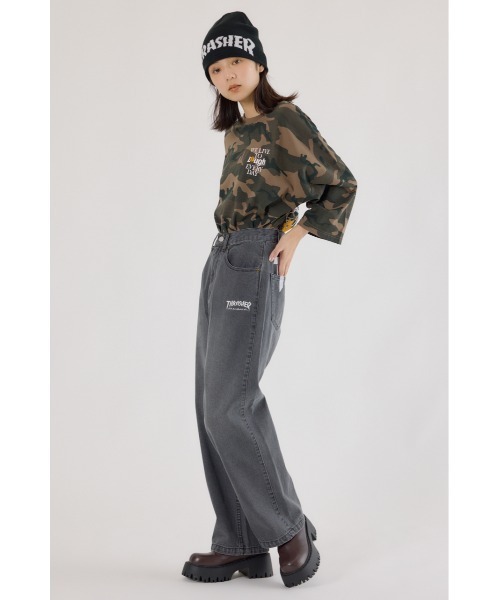 RODEO CROWNS WIDE BOWL（ロデオクラウンズワイドボウル）の「THRASHER ICON DENIMパンツ（デニムパンツ・レディース・ブラック/ブルー・LARGE/MEDIUM）」の8枚目の写真