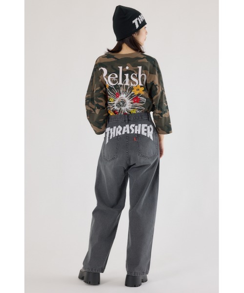 RODEO CROWNS WIDE BOWL（ロデオクラウンズワイドボウル）の「THRASHER ICON DENIMパンツ（デニムパンツ・レディース・ブラック/ブルー・LARGE/MEDIUM）」の9枚目の写真