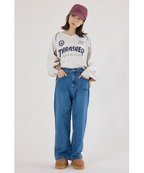 RODEO CROWNS WIDE BOWL（ロデオクラウンズワイドボウル）の「THRASHER ICON DENIMパンツ（デニムパンツ・レディース・ブラック/ブルー・LARGE/MEDIUM）」の13枚目の写真