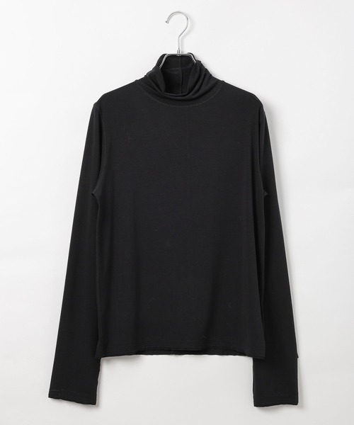 BAYFLOW（ベイフロー）の「[レイヤードスタイルに]ソフトフライスハイネックプルオーバー（Tシャツ/カットソー・レディース・ブラック/オフホワイト/ブルー・FREE）」の2枚目の写真