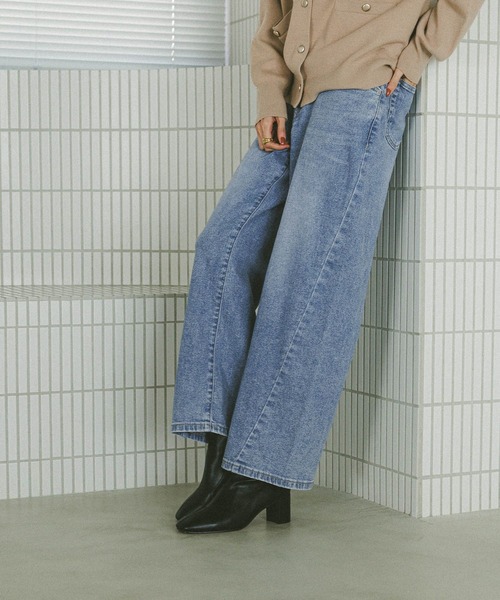 GLOBAL WORK（グローバルワーク）の「GOODデニムリラックスワイドパンツ/595403（デニムパンツ・レディース・ブルー/サックスブルー・SMALL/LARGE/MEDIUM）」の2枚目の写真