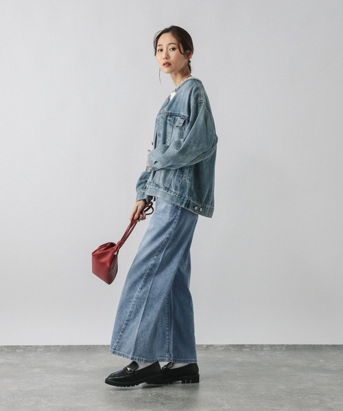 GLOBAL WORK（グローバルワーク）の「GOODデニムリラックスワイドパンツ/595403（デニムパンツ・レディース・ブルー/サックスブルー・SMALL/LARGE/MEDIUM）」の3枚目の写真