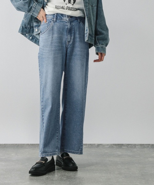 GLOBAL WORK（グローバルワーク）の「GOODデニムリラックスワイドパンツ/595403（デニムパンツ・レディース・ブルー/サックスブルー・SMALL/LARGE/MEDIUM）」の4枚目の写真