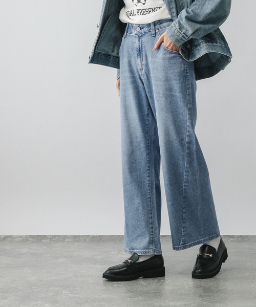 GLOBAL WORK（グローバルワーク）の「GOODデニムリラックスワイドパンツ/595403（デニムパンツ・レディース・ブルー/サックスブルー・SMALL/LARGE/MEDIUM）」の5枚目の写真
