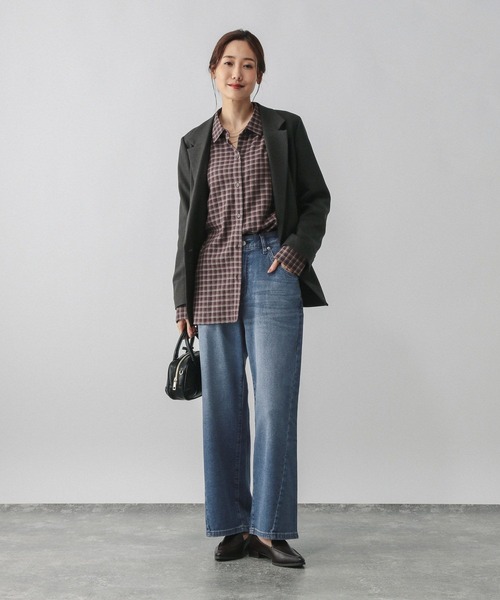 GLOBAL WORK（グローバルワーク）の「GOODデニムリラックスワイドパンツ/595403（デニムパンツ・レディース・ブルー/サックスブルー・SMALL/LARGE/MEDIUM）」の6枚目の写真