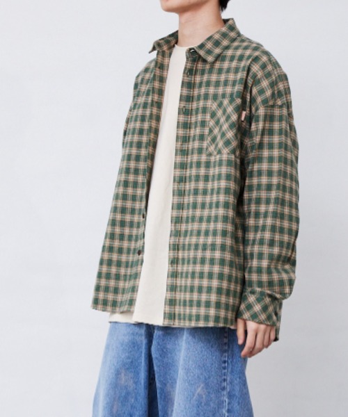 Fluffy BROTHERS(フラッフィーブラザーズ)の「チェック長袖シャツ(大人サイズ)(シャツ/ブラウス・メンズ・グリーン/イエロー・L/M/XL)」の16枚目の写真