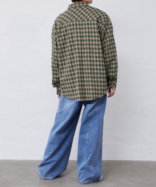 Fluffy BROTHERS(フラッフィーブラザーズ)の「チェック長袖シャツ(大人サイズ)(シャツ/ブラウス・メンズ・グリーン/イエロー・L/M/XL)」の14枚目の写真