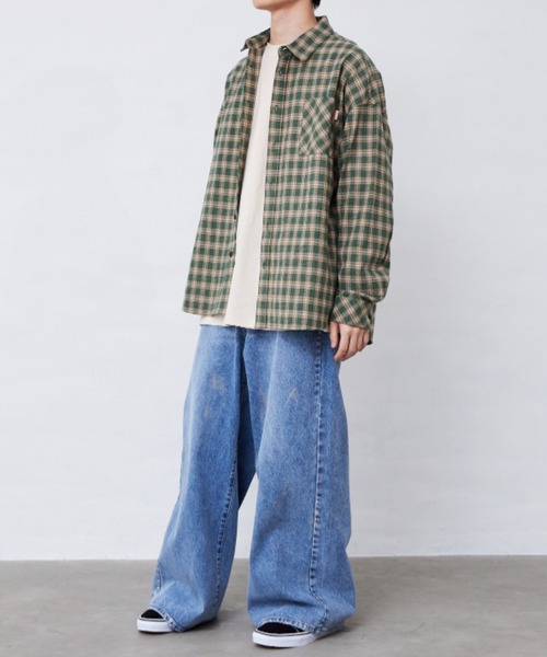 Fluffy BROTHERS(フラッフィーブラザーズ)の「チェック長袖シャツ(大人サイズ)(シャツ/ブラウス・メンズ・グリーン/イエロー・L/M/XL)」の13枚目の写真