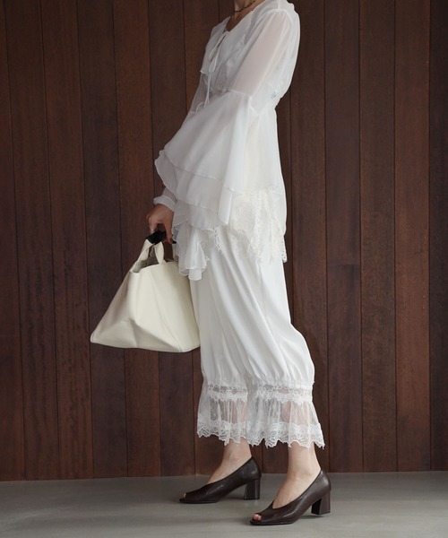 chuclla（チュクラ）の「レースヘムイージーワイドパンツ chw26s002（その他パンツ・レディース・ホワイト/ブラック・FREE）」の3枚目の写真