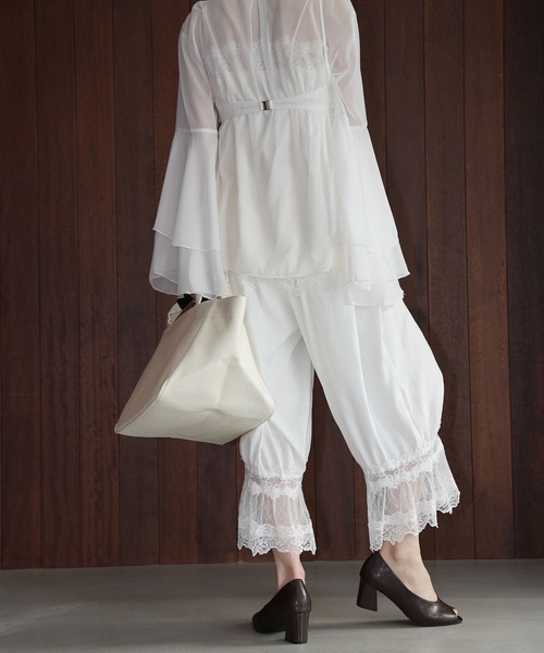 chuclla（チュクラ）の「レースヘムイージーワイドパンツ chw26s002（その他パンツ・レディース・ホワイト/ブラック・FREE）」の5枚目の写真