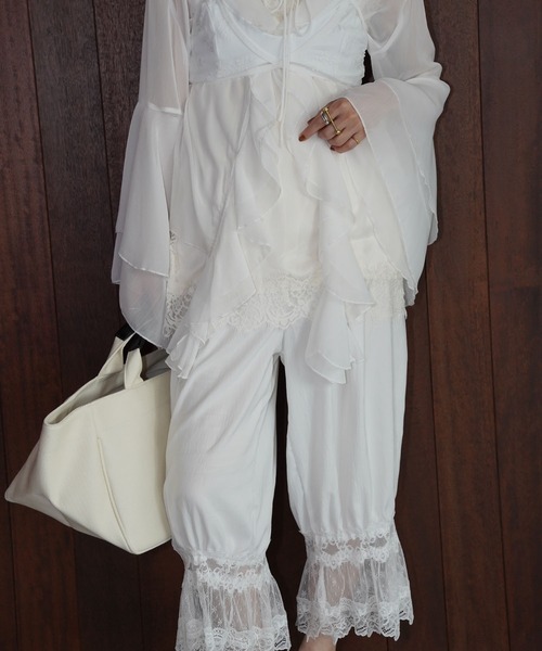 chuclla（チュクラ）の「レースヘムイージーワイドパンツ chw26s002（その他パンツ・レディース・ホワイト/ブラック・FREE）」の7枚目の写真