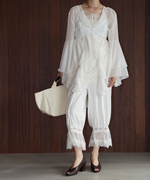 chuclla（チュクラ）の「レースヘムイージーワイドパンツ chw26s002（その他パンツ・レディース・ホワイト/ブラック・FREE）」の9枚目の写真