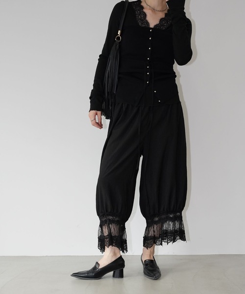 chuclla（チュクラ）の「レースヘムイージーワイドパンツ chw26s002（その他パンツ・レディース・ホワイト/ブラック・FREE）」の11枚目の写真