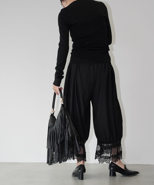 chuclla（チュクラ）の「レースヘムイージーワイドパンツ chw26s002（その他パンツ・レディース・ホワイト/ブラック・FREE）」の14枚目の写真