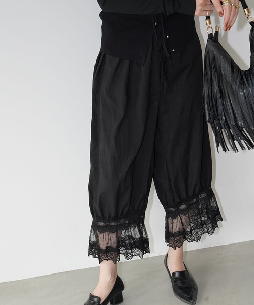 chuclla（チュクラ）の「レースヘムイージーワイドパンツ chw26s002（その他パンツ・レディース・ホワイト/ブラック・FREE）」の15枚目の写真