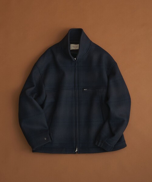 Super140s メルトンスタンドジップブルゾン【チェック柄】（ブルゾン