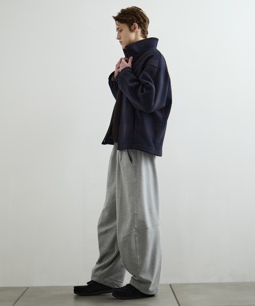 Super140s メルトンスタンドジップブルゾン【チェック柄】（ブルゾン