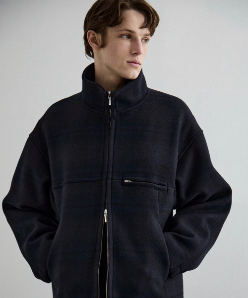 Super140s メルトンスタンドジップブルゾン【チェック柄】（ブルゾン