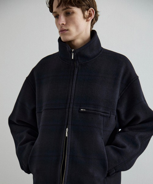 Super140s メルトンスタンドジップブルゾン【チェック柄】（ブルゾン