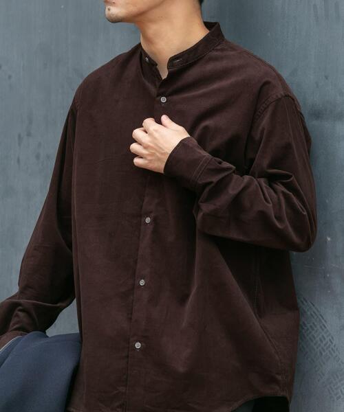 URBAN RESEARCH ROSSO MEN(アーバンリサーチロッソメン)の「アーバンリラックスコーデュロイバンドシャツ(シャツ/ブラウス・メンズ・ダークブラウン/ネイビー/チャコールグレー/アイボリー/ブラック/カーキ・SMALL/MEDIUM/LARGE/X-LARGE)」の4枚目の写真