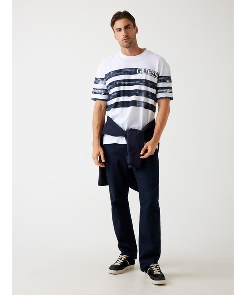 Guess(ゲス)の「Crew Neck Short Sleeves Faded Stripes Tee 半袖Tシャツ(Tシャツ/カットソー・メンズ・ブラック/ホワイト・SMALL/LARGE/X-LARGE/MEDIUM)」の5枚目の写真
