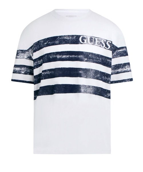 Guess(ゲス)の「Crew Neck Short Sleeves Faded Stripes Tee 半袖Tシャツ(Tシャツ/カットソー・メンズ・ブラック/ホワイト・SMALL/LARGE/X-LARGE/MEDIUM)」の6枚目の写真