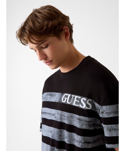 Crew Neck Short Sleeves Faded Stripes Tee 半袖Tシャツ | GUESS(ゲス