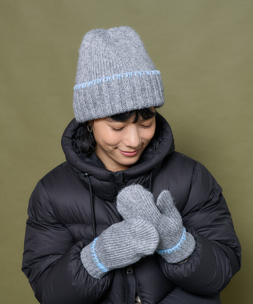 FREAK'S STORE(フリークスストア)の「配色 ブランケットステッチ ミトン(手袋・レディース・グレー/オフホワイト・ONE SIZE)」の11枚目の写真