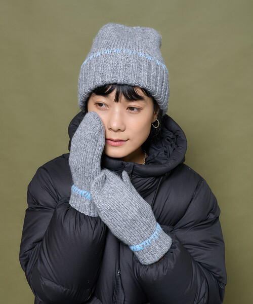 FREAK'S STORE(フリークスストア)の「配色 ブランケットステッチ ミトン(手袋・レディース・グレー/オフホワイト・ONE SIZE)」の13枚目の写真