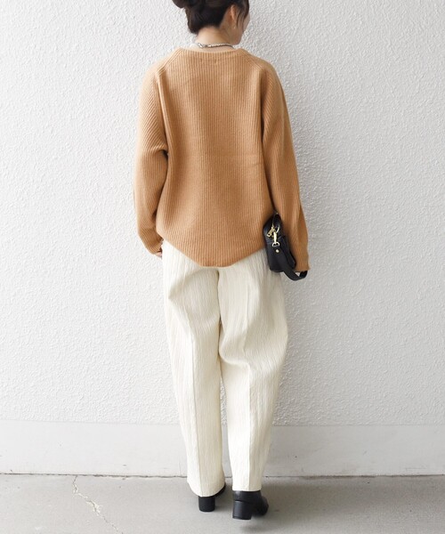 SHIPS any:〈手洗い可能〉ジャカード タック セミワイド パンツ［NAVY