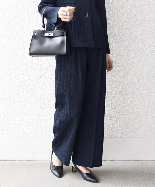 SHIPS any（シップス エニィ）の「SHIPS any:〈手洗い可能〉ジャカード タック セミワイド パンツ［NAVY BLUE］（その他パンツ・レディース・ネイビー/ナチュラル・36/38）」の12枚目の写真