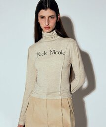 NICOLE PINTUCK LINE TURTLENECK TOP_OATMEAL