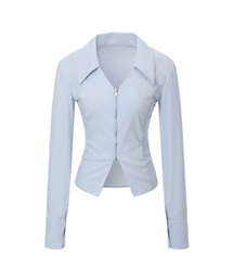 KHAKIPOINT（カーキポイント）の「V Zip-up Shirts (blue)（シャツ/ブラウス）」