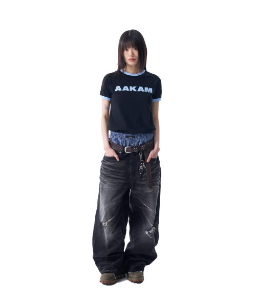 AAKAM(アーカム)の「Logo Patch Ringer Top (Black-Sky Blue)(Tシャツ/カットソー・レディース・その他・2/1)」の6枚目の写真