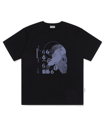 6ストーンプリントオーバーサイズ半袖Tシャツブラック