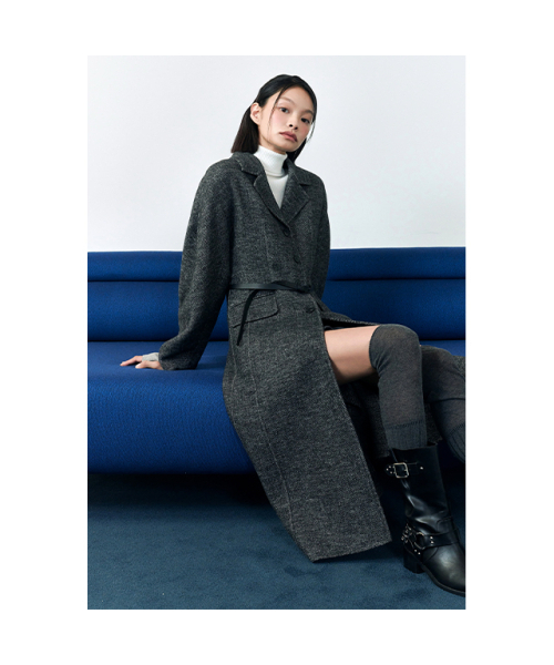 LAP(ラップ)の「(ハンド) スリムAラインロングコート AQ4WTA72(ダッフルコート・レディース・ブラック/チャコール・SMALL/MEDIUM)」の12枚目の写真