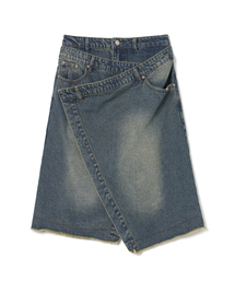 MILLO WOMEN（ミロウーマン）の「デニムミディラップスカート[ブルー]（スカート）」