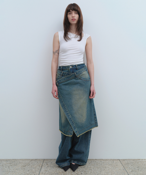 MILLO WOMEN（ミロウーマン）の「デニムミディラップスカート[ブルー]（スカート・レディース・その他・SMALL/MEDIUM）」の10枚目の写真