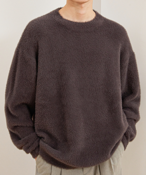 Jaccard Heavy Pleated Layered Knit — грейп браун нитевый свитер