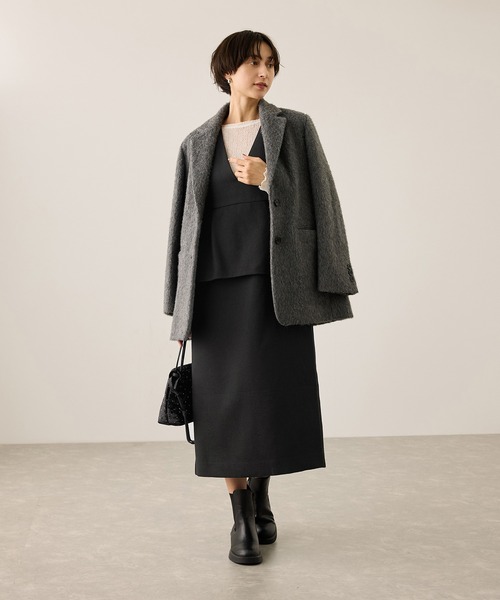 ROPE' PICNIC（ロペピクニック）の「【新色追加】レイヤード風ペプラムジャンパースカート（ジャンパースカート・レディース・チャコールグレー/ブラック/ダークブラウン/グレー・S/M/L）」の5枚目の写真